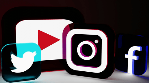 A group of logos for different types of social media apps that require specific music licensing for ads on their platforms